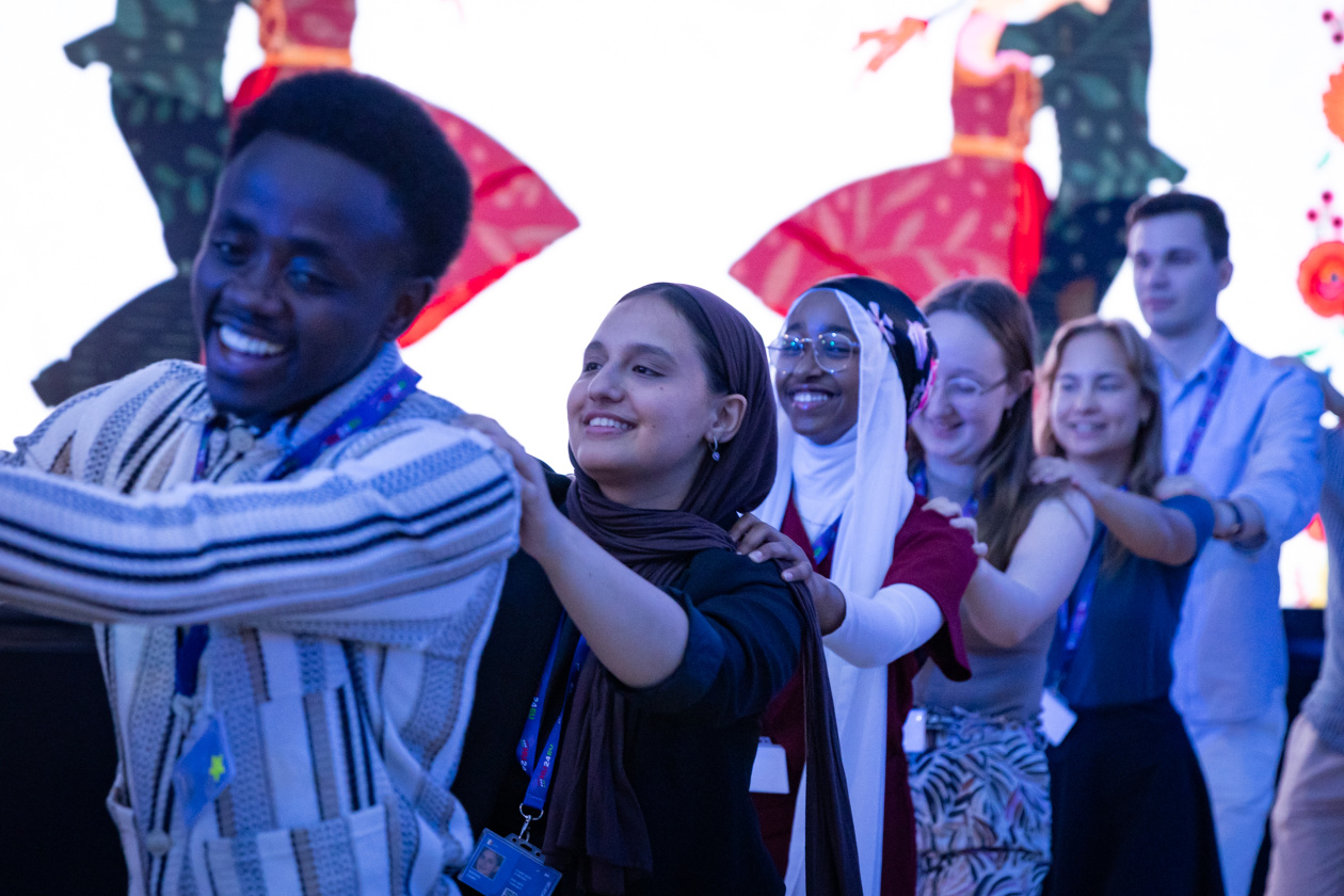 young people walking after each other